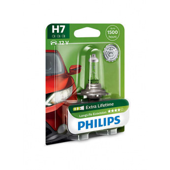 Лампа галогенна Philips H7 LongLife EcoVision, 1шт/блістер (12972LLECOB1)
