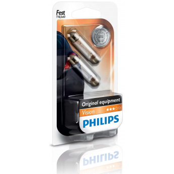 Лампа накаливания Philips Festoon T10.5X43 Vision ,2шт/блистер (12866B2)