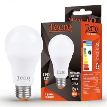 Лампа світлодіодна Tecro E27, 15Вт, 4000K, аналог лампи розжарювання 140Вт (TL-A65-15W-4K-E27)