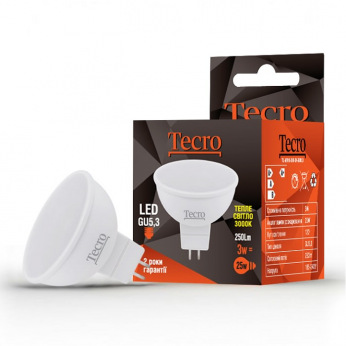 Лампа светодиодная Tecro GU5,3, 3Вт, 3000K, аналог лампы накаливания 25Вт (TL-MR16-3W-3K-GU5.3)