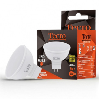 Лампа светодиодная Tecro GU5,3, 5Вт, 3000K, аналог лампы накаливания 50Вт (TL-MR16-5W-3K-GU5.3)