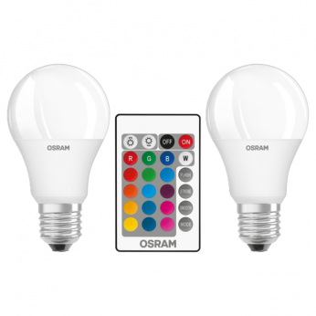 Лампа світлодіодна OSRAM LED A60 9W 806Lm 2700К+RGB E27 пульт ДУ*2 (4058075091733)