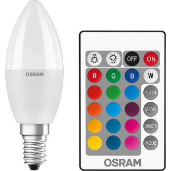 Лампа светодиодная Osram LED STAR Е14 5.5-40W 2700K+RGB 220V Р45 пульт ДУ (4058075144385)