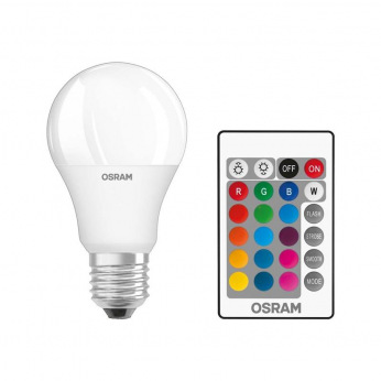 Лампа светодиодная Osram LED STAR Е27 9-60W 2700K+RGB 220V A60 пульт ДУ (4058075045675)