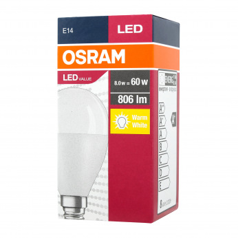 Лампа светодиодная Osram LED Value P60 шарик 7W 806Lm 2700K E14 (4058075152939)