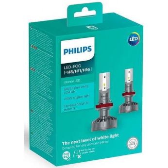 Лампа светодиодная Philips H8/Р11/H16 Ultinon Led +160%, 2 шт/комплект (11366ULWX2)