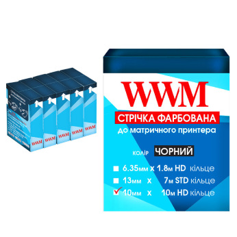 Стрічка фарбуюча WWM 10мм х 10м HD кільце Refill Black (R10.10H5) 5шт