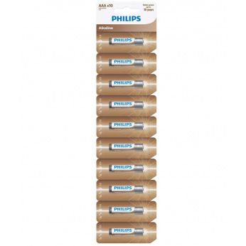 Батарейка Philips Entry Alkaline лужна AAA стрічка, 10 шт (LR03AL10S/10)