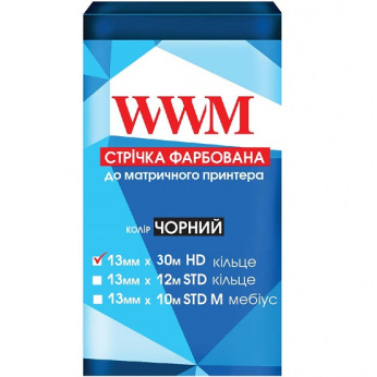 Стрічка фарбуюча WWM 13мм х 30м HD кільце Black (M13.30H)