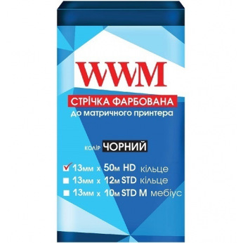 Стрічка фарбуюча WWM 13мм х 50м HD кільце Black (M13.50H)