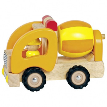 Машинка деревянная goki Бетономешалка (желтый)  (55926G)