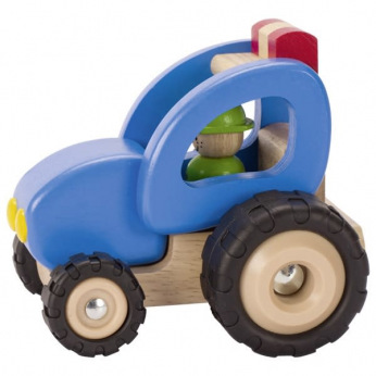 Машинка дерев’яна goki Трактор (синій) 55928G (55928G)