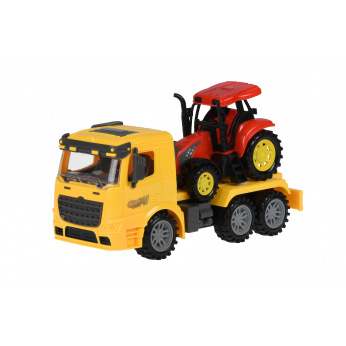 Машинка инерционная Same Toy Truck Тягач желтый с трактором  (98-613Ut-1)