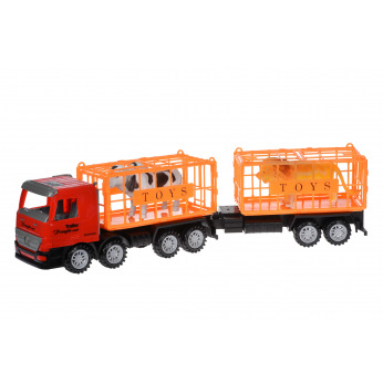 Машинка инерционная Same Toy Super Combination Грузовик красная для перевезення тварин з причепом  (98-91Ut-1)