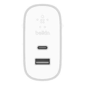 Сетевое ЗУ Belkin BOOST^CHARG USB-C with Power Delivery (27W, 3.0A) + USB-A (2.4A, 12W) ,Silver (F7U061VF-SLV)