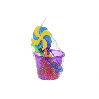Набор для игри с песком Same Toy с Воздушной вертушкой (фиолетове ведро) 8 шт  (HY-1207WUt-3)