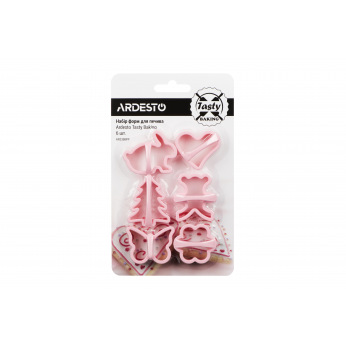 Набір форм для печива Ardesto Tasty baking, 6 шт, рожевий, пластик (AR2308PP)