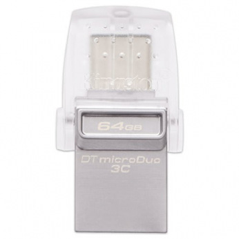 Флешка USB Kingston 64GB USB 3.1+Type-C DT Micro Metal Silver (DTDUO3C/64GB)