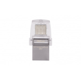 Флешка USB Kingston 32GB USB 3.1+Type-C DT Micro Metal Silver (DTDUO3C/32GB)