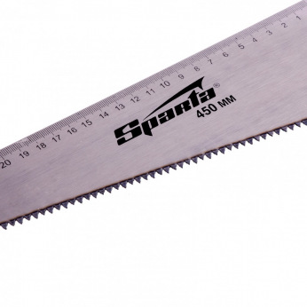 Ножівка по дереву 450 мм, 5-6 ТРI, лінійка, гартований зуб, пластикова рукоятка, SPARTA (MIRI232335)