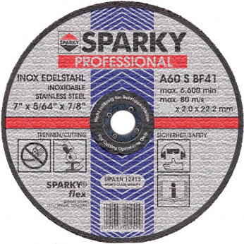Відріз. диск SPARKY 20009561209 по нерж. сталі d 180х2,0 мм. A 60 S (1 шт.) 180x2.0x22.2 (4 021 757 002 396) (20009561209)