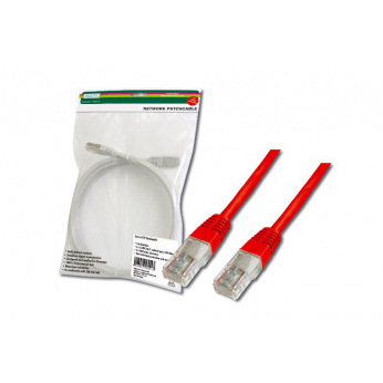 Патч-корд DIGITUS CAT 5e UTP, 0.5м, AWG 26/7, PVC, красного цвета (DK-1511-005/R)