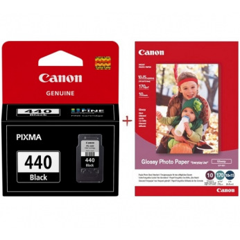 Картридж Canon PG-440Bk + Canon Glossy 170г/м кв, GP-501 4"х 6", 10л (PG-440Bk+Paper)