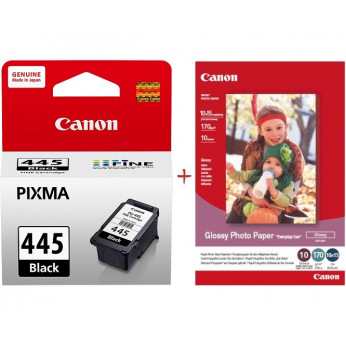 Картридж Canon PG-445Bk + Canon Glossy 170г/м кв, GP-501 4"х 6", 10л (PG-445Bk+Paper)