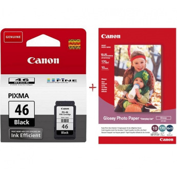 Картридж Canon PG-46 Black + Canon Glossy 170г/м кв, GP-501 4"х 6", 10л (PG-46+Paper)