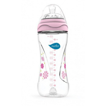 Пляшка для годування Nuvita Mimic 330 мл 4м+ Антиколікова, рожева (NV6050Pink)