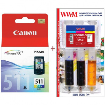 Картридж для Canon PIXMA MP252 CANON 511+WWM  Color Set511-inkC