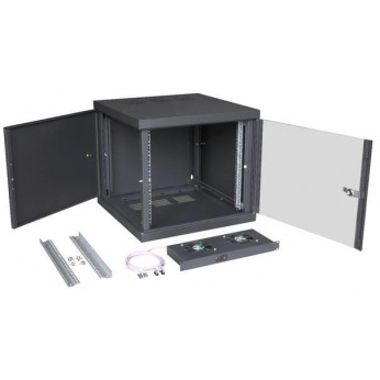 Шафа ZPAS 19" 10U 600x600 Z-BOX, змінні бічні стінки, скляні двері, 100kg max, чорна, вент. в компл. (WZ-7240-20-A2-161-BNP-C)