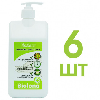 Шкірний антисептик BIOLONG 6шт х 1л з дозатором (SA-DOZ-1-OPT6)
