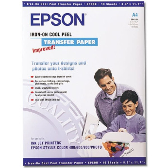 Термотрансферний Папір Epson А4 Iron-On Cool Peel Transfer Paper для світлих тканин, 10л