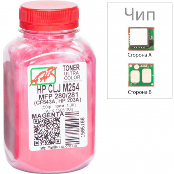 Тонер та Чіп для HP 203A Magenta (CF543A) АНК  Magenta 60г 1505192