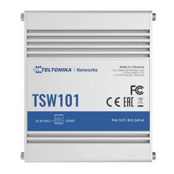 Комутатор Teltonika TSW101 5 x Gigabit Ethernet po rts, 4 x PoE+ ports with 802.3af and 802.3at suppo TSW101 (TSW101000000)