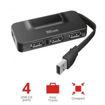 USB-хаб Trust Oila 4 Port BLACK (20577)