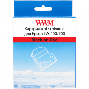 Картридж зі стрічкою WWM для Epson LW-400/700 Black-on-Red 18mm х 8m (WWM-SC18R)
