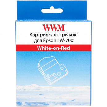 Картридж с лентой WWM для Epson LW-700 White-on-Red 24mm х 8m (WWM-SD24R)