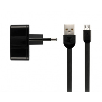 Зарядний пристрій Remax 2.4 A Dual USB Charger + Data Cable for Micro, black (RP-U215M-BLACK)