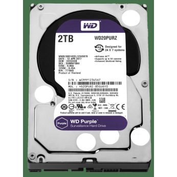 Жорсткий диск WD 3.5" SATA 3.0 2TB 5400 64MB Purple Surveillance (WD20PURZ)