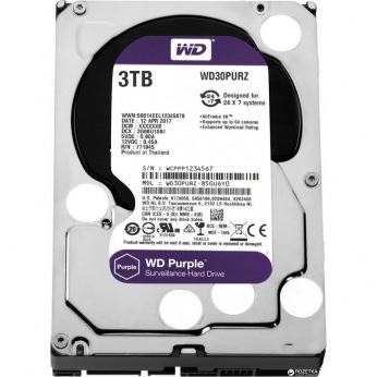 Жорсткий диск WD 3.5" SATA 3.0 3TB 5400 64MB Purple Surveillance (WD30PURZ)
