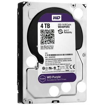 Жесткий диск WD 3.5" SATA 3.0 4TB 5400 64MB Purple Surveillance (WD40PURZ)