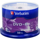 Диск Verbatim DVD+R 4.7 GB/120 min 16x Cake Box 50шт (43550) Silver