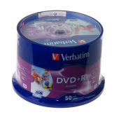 Диск Verbatim DVD+R Verbatim 4.7 GB/120 min 16x Cake Box 50шт (43512) Printable