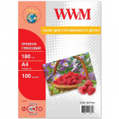 Фотопапір WWM Premium Глянцевий 180Г/м кв, 10x15см , 100л (G180.F100.Prem)