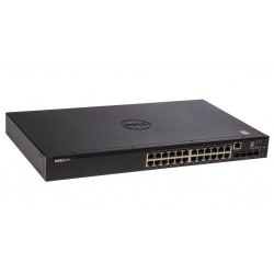 Комутатор Dell Networking N1524, 24x 1GbE + 4x 10G bE SFP+ fixed ports, Stacking, IO to PSUairflow DNN1524 (210-AEVX)