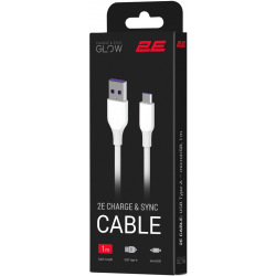 Кабель 2E USB-A - microUSB, Glow, 1m, White (2E-CCAM-WH)
