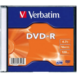 Диск Verbatim DVD-R 4.7 GB/120 min 16x Slim SC 1шт (43547)