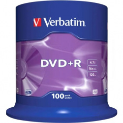 Диск Verbatim DVD+R 4.7 GB/120 min 16x Cake Box 100шт (43551) Matt Silver